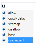 robots.txt Intellisense